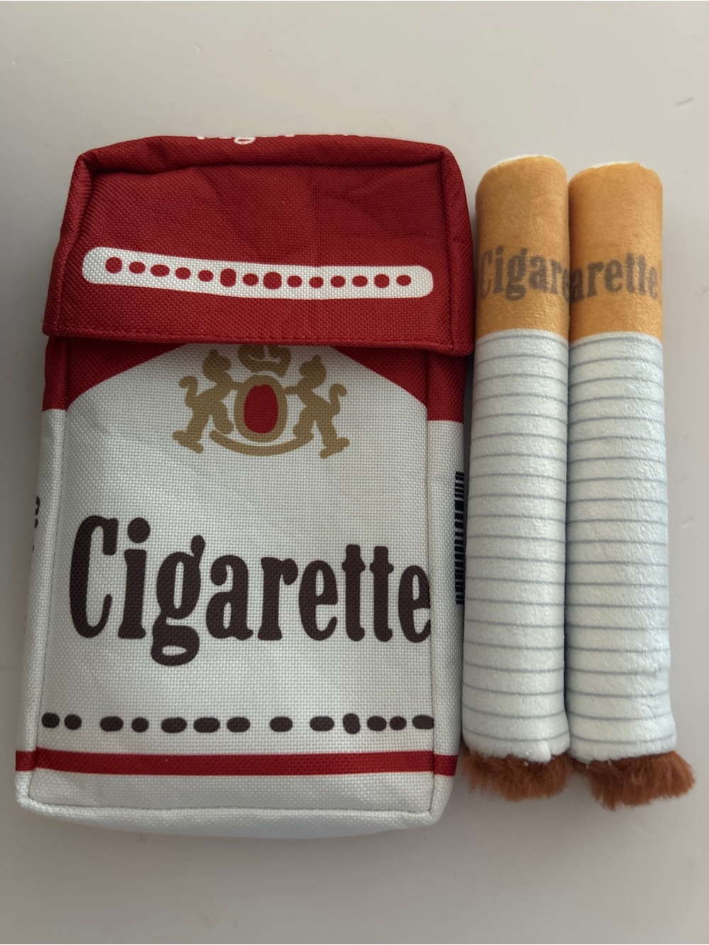 Nocciola Squeaky "Cigarette" Pack Plush Interactive Dog Toy - Brand New